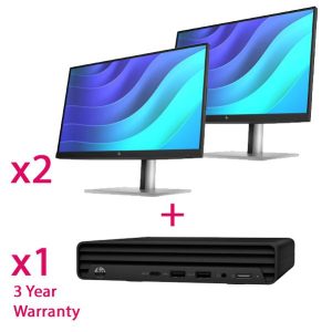 HP Pro Mini 260 G9 -BE8R8AT-3YR- Intel i5-1334U / 16GB 3200MHz / 512GB SSD / WLAN / W11P / 3-3-3 + Dual Monitor Bundle 2x 6N4E8AA
