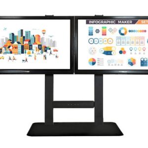 Touchboard Free Standing Fixed Height Dual Screen System. VESA to 1200 x 600, Supports Dual LED Panels up to 75" and 136kg. Black.
