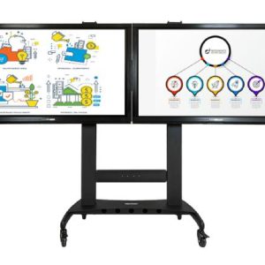TouchBoard Mobile Dual Screen Fixed Height System. VESA to 1200 x 600mm. Supports Dual LED Panels up to 75" and 136kg. Black.