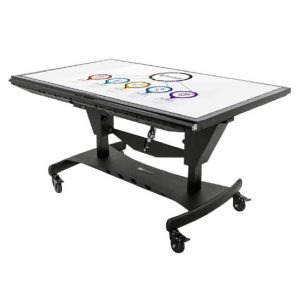 TouchBoard Mobile Height Adjustable Motorised Table Easel System. VESA to 800 x 400mm. For Panels 55 to 75", up to 95kg. Black.