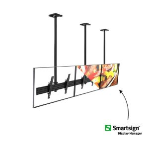 Complete 3x1 Ceiling Menu Board Solution with Sharp P555 Pro Displays, Atdec Ceiling Mounting Hardware, Smartsign CMS