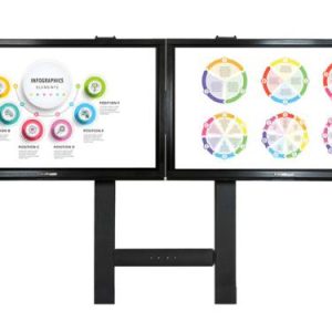 TouchBoard Wall Mount Fixed Height Dual Screen System. VESA to 2000 x 600, Supports Dual LED Panels up to 75" and 136kg. Black.