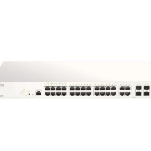 D-Link DBS-2000, 28-Port Unmanaged PoE Nuclias Cloud-Managed Switch with 24 PoE and 4 Combo 1000 Mbps/SFP Ports, 370W