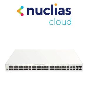 D-Link DBS-2000, 48-Port PoE Nuclias Cloud-Managed Switch with 48 BASE-T PoE and 4 x 1000 Mbps Combo SFP Ports