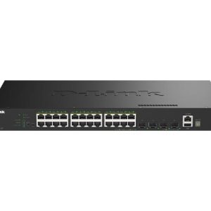 D-Link DGS-1530-28P, 28-Port Stackable Smart Switch with 24 (1G) PoE+, 4 (10G) SFP+ and 370W Power Budget Ports