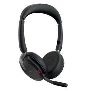 Jabra Evolve2 65 Flex MS Stereo Bluetooth Headset, Link380a USB-A Dongle & Wireless Charging Stand Foldable Design, 2Yr Warranty, 30m Wireless Range