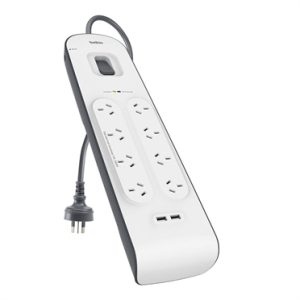 Belkin SurgePlus 8-Outlet Surge Protector With Dual USB Port 2.4 Amp-White(BSV804au2M),Heavy Duty 2M Power Cord,900 Joules,$50000 CEW,2 Years Warranty