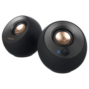 Creative 90032875, Pebble V2 Powered Speaker, Aux-in, USB-C, Black, 1 Year Warranty