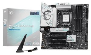MSI B860M GAMING PLUS WIFI, Micro ATX, Intel LGA 1851, 4xDDR5, 3xM.2, 4xSATA 6G, RAID, 4xPCIe, 1xHDMI, 1xDP, 1xTB4, GbE LAN, Wi-Fi 7+Bluetooth, 1xUSB-C, 2xUSB2.0, 3xUSB-A, 3 Year Warranty