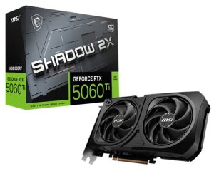 MSI nVidia GeForce RTX 5060 Ti 16G SHADOW 2X OC PLUS, Boost: 2482 MHz, CUDA 8960 Units, 16GB GDDR7, HDMI™ x 1 (embargo)