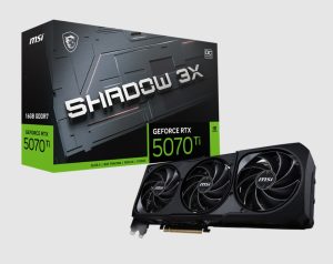 MSI nVidia GeForce RTX™ 5070 Ti 16G SHADOW 3X OC, PCI Express® Gen 5, Boost: 2482 MHz, CUDA 8960 Units, 16GB GDDR7, HDMI™ x 1