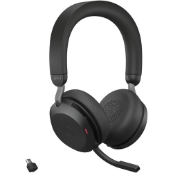 Jabra Evolve2 75 USB-C Link380a UC Stereo Stand Black, 8-Mic Technology, 36 Hours Battery & Fast Charge, Dual-Foam Tech, Discreet Hide-Away Boom Arm