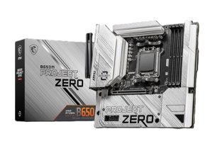 MSI B650M PROJECT ZERO, mATX, AMD AM5, 4xDDR5, 2xM.2, 4xSATA 6Gb/s, RAID, 2xPCIe, 1xHDMI, 1xDP, GbE LAN, Wireless AX+Bluetooth, 2xUSB-C, 5xUSB3.2, 2xUSB2.0, 3 Year Warranty