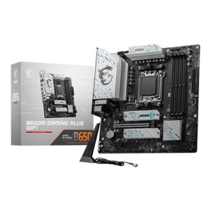 MSI B650M GAMING PLUS WIFI, mATX, AMD AM5, 4xDDR5, 2xM.2+4xSATA 6Gb/s, 3xPCIe, RAID, 1xHDMI, 1xDP, GbE LAN, Wireless AX+Bluetooth, 8xUSB3.2, 3 Year Warranty