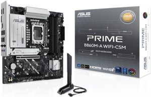 Asus PRIME B860M-A WIFI-CSM, Micro ATX, Intel LGA1851, 4xDDR5, 2xM.2, 4xSATA 6Gb/s, RAID, 1xHDMI, 2xDP, 3xPCIe, GbE LAN, Wireless AX+Bluetooth, 1xUSB-C, 7xUSB-A, 3 Year Warranty