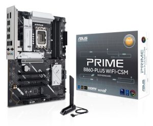 Asus PRIME B860-PLUS WIFI-CSM, ATX, Intel LGA 1851, 4xDDR5, 2xM.2, 4xSATA 6Gb/s, RAID, 1xHDMI, 1xDP, 1xPCIe, 1xRealTek 2.5Gb Ethernet, Wireless AX+Bluetooth, 7xUSB-A , 1xUSB-C , 3 Year Warranty
