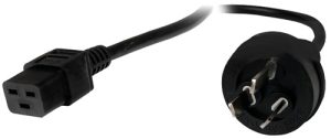 8Ware Power Cable 2m 3-Pin AU to IEC C19 Male to Female 10A Electrical Safety Black