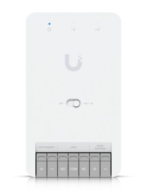 Ubiquiti Door Hub Mini, Compact Access Control Hub For  Single Door,1 Lock terminal -12V &Dry Switchable,Connect & Power Via PoE++,2 Additional Inputs