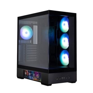 Zalman P40 DS BLACK, ATX, MID Tower, 9.1” LCD Display, Tempered Glass, Drive Bays: 2x2.5"/3.5", Expansion Slot: 7, Fan: 120mm, Motherboard Support: ATX, Micro-ATX, Mini-ITX, 1 Year Warranty