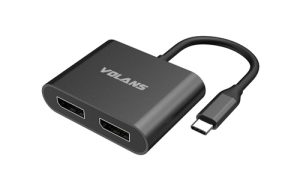 Volans VL-UC2DP-S, Aluminium USB-C to Dual DP1.4 Adapter, 4K@60Hz, 1 Year Warranty