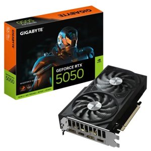 Gigabyte GV-N5050WF2OCV2-8GD, Nvidia GeForce RTX 5050 WINDFORCE OC 8G, 8GB GDDR6, Core Clock: 2587MHz, Cuda Core: 2560, 2xHDMI, 2xDP, PSU: 550W, PCIe5.0, 3 Year Warranty