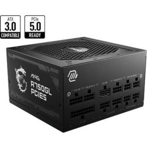 MSI MAG A750GL, 750W, 80 Plus Gold, Fully Modular, Fan: 120mm, ATX, 5 Year Warranty