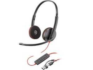 HP/Poly 8X228AA, Blackwire 3220 UC, Wired Stereo Headset, USB-C/A + 3.5mm, Black, 2 Year Warranty