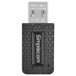 SIMPLECOM NW608V2, WiFi 5 AC1300 Dual-Band USB 3.0 Wireless Adapter