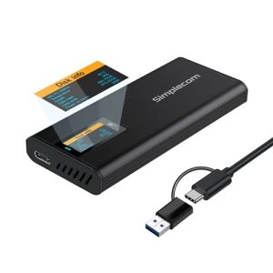 Simplecom SE530, NVMe / SATA M.2 SSD to USB-C Enclosure with SMART LED Screen USB 3.2 Gen 2 10Gbps, 1 Year Warranty