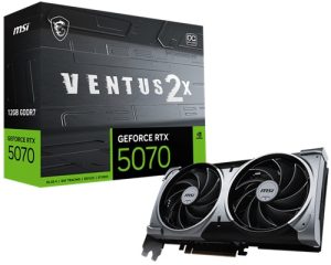 MSI Vidia GeForce RTX™ 5070 12G VENTUS 2X OC, PCI Express® Gen 5, Boost: 2542 MHz, CUDA 6144 Units, 12GB GDDR7, HDMI™ x 1