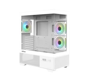Zalman CHRONIX V2 WHITE, ATX Mid Tower PC Case, Tempered Glass, Drive Bays: 1xCombo(3.5’’ or 2.5’’), 1x3.5’’HDD, 2x2.5’’ SSD, Expansion Slot: 7, Fan: 120mm ARGB, Motherboard Support: ATX / mATX / Mini-ITX, White, 3 Year Warranty
