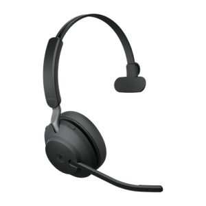 Jabra Evolve2 65 MS Mono Black Bluetooth Headset, Link 380 USB-C Passive Noise-cancelling, 2ys Warranty, 3-Microphone Call Technology, Up to 37 Hours