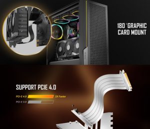 Antec Adjustable Vertical Bracket with 200mm High Performance PCI-E 4.0 Riser Cable - White