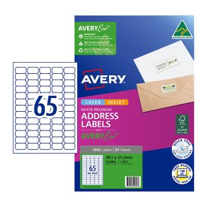 Avery Eco Address Labels L7175 38.1 x 21.2mm 65 per sheet 20 Sheets