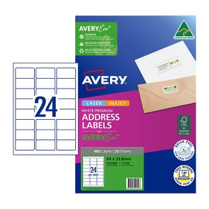 Avery Eco Address Labels L7159 64 x 33.8mm 24 per sheet 20 Sheets