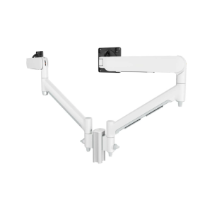 Atdec Dual Dynamic Monitor Arm Mount on Short Post - C-Clamp - White