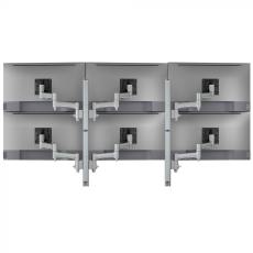 Atdec Hex Monitor Mount on Two Posts - Grommet Clamp - Heavy-Duty F-Clamp - Silver