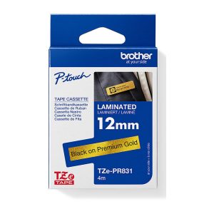 Brother TZE-PR831 Premium Tape Black on Premium Glitter Gold 12mm x 4m