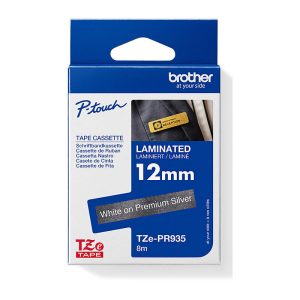 Brother TZE-PR935 Premium Tape White on Premium Silver 12mm x 4m