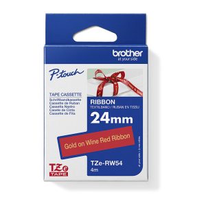 Brother TZe-RW54 Label Tape 24mm - Gold on Wine Red (4m)