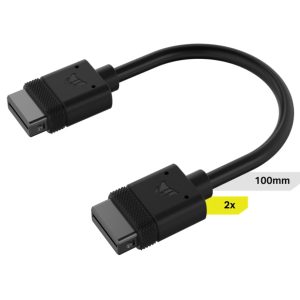 Corsair iCUE LINK Cable, 2x 100mm with Straight connectors, Black