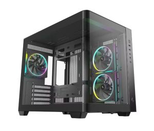 DeepCool CG330U 3F Panoramic Curved Glass Dual Chamber Micro-ATX Case - Black
