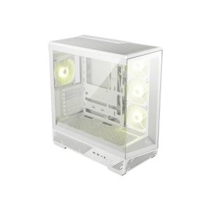 MSI MAG PANO 130R PZ -WHITE – ATX/mATX/ITX, 400mm GPU, 165mm CPU, 7 slots, 6×120mm, 360 rad top/side, 2×USB-A, 1×USB-C 20Gbps, 460×232×490mm, 8.37kg