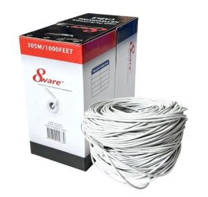 8ware CAT6 UTP Cable 305m Roll Grey Full Copper UTP Solid Wire Ethernet LAN RJ45 Network 23AWG 0.55cu 2x4 Pair pvc Jacket Indoor 1YR WTY