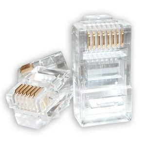 Astrotek RJ45 Connector Modular Plug Crimp 8P8C CAT5e LAN Network Ethernet Head 2 Prong Blade 3u' Transparent - 20 Pack
