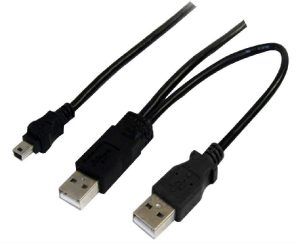 Astrotek USB 2.0 Y Splitter Cable - Type A Male to Mini B 5-Pin Male, 20cm