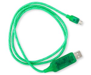 Astrotek 1m LED Light Up Visible Flowing Micro USB Charger Data Cable Green