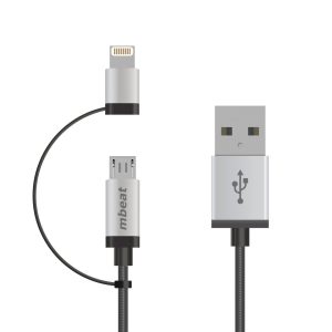 mbeat 1m Lightning and Micro USB Data Cable - 2-in-1