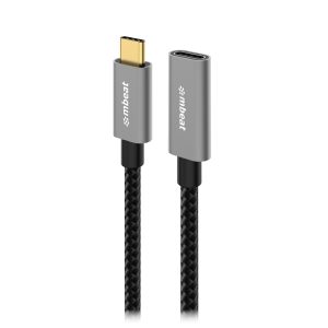 mbeat® Tough Link 1m USB 3.2 Gen2 USB-C Extension Cable - Space Grey Video Resolution: Maximum 4K/60Hz Material: Aluminium Housing, Nylon Braided