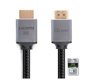 Oxhorn HDMI2.1 8K@60Hz 3D Ultra Certified Ethernet Aluminum Header Cable 1.8m Male to Male Retail Pack